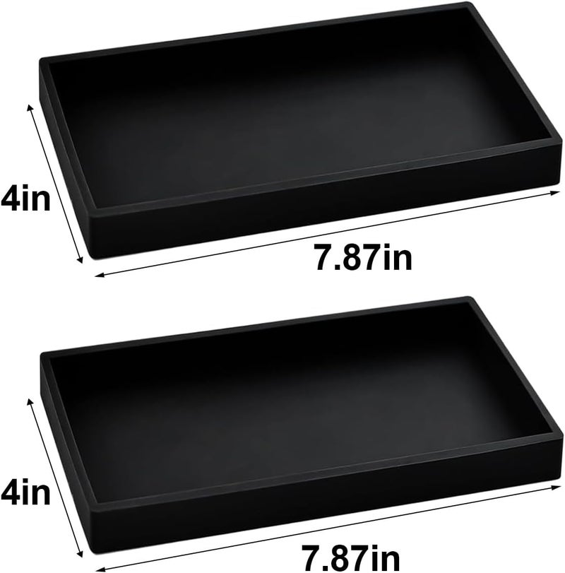 BasedFloor 2PCS 7.87” L x 3.93” W Silicone Soap Dispenser Trays, countertop Tray for Kitchen Counter, Toilet, Small Black Tray for Scrubber, Lotion Bottles, Perfume, Jewelry, Candle, Key Trinket Ring-Black - Image 4